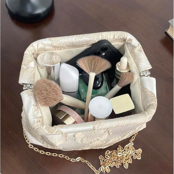 Women's Embroidered Clutch Purse Polyester Small Evening Shoulder Bag - Picture 3 of 7